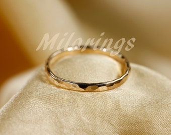 2mm Gold Filled Ring,  Hammered Ring,