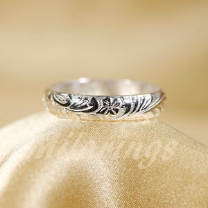 107801 Bague texturée en or 14 carats, 4 mm de largeur Sterling silver