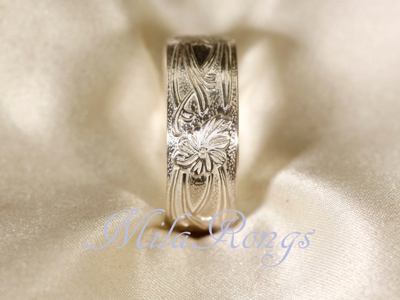 102107 Sterling silver texture ring, 7.7mm image 5