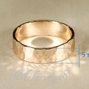 14k Gold Filled Ring, Hammered Ring, 3-8mm 5mm thick