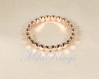 2.7mm  FLAT-bead ring,   14K ROSE gold filled