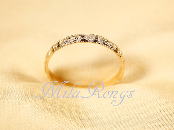 C600118  14k Solid Gold Ring    Hammered  Ring, 3.0mm