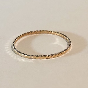 1.4mm  Flat -Twist wire ring,   Gold filled  ring,   Silver ,