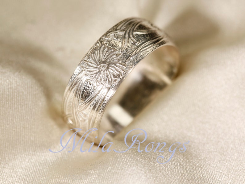 102107 Sterling silver texture ring, 7.7mm image 6