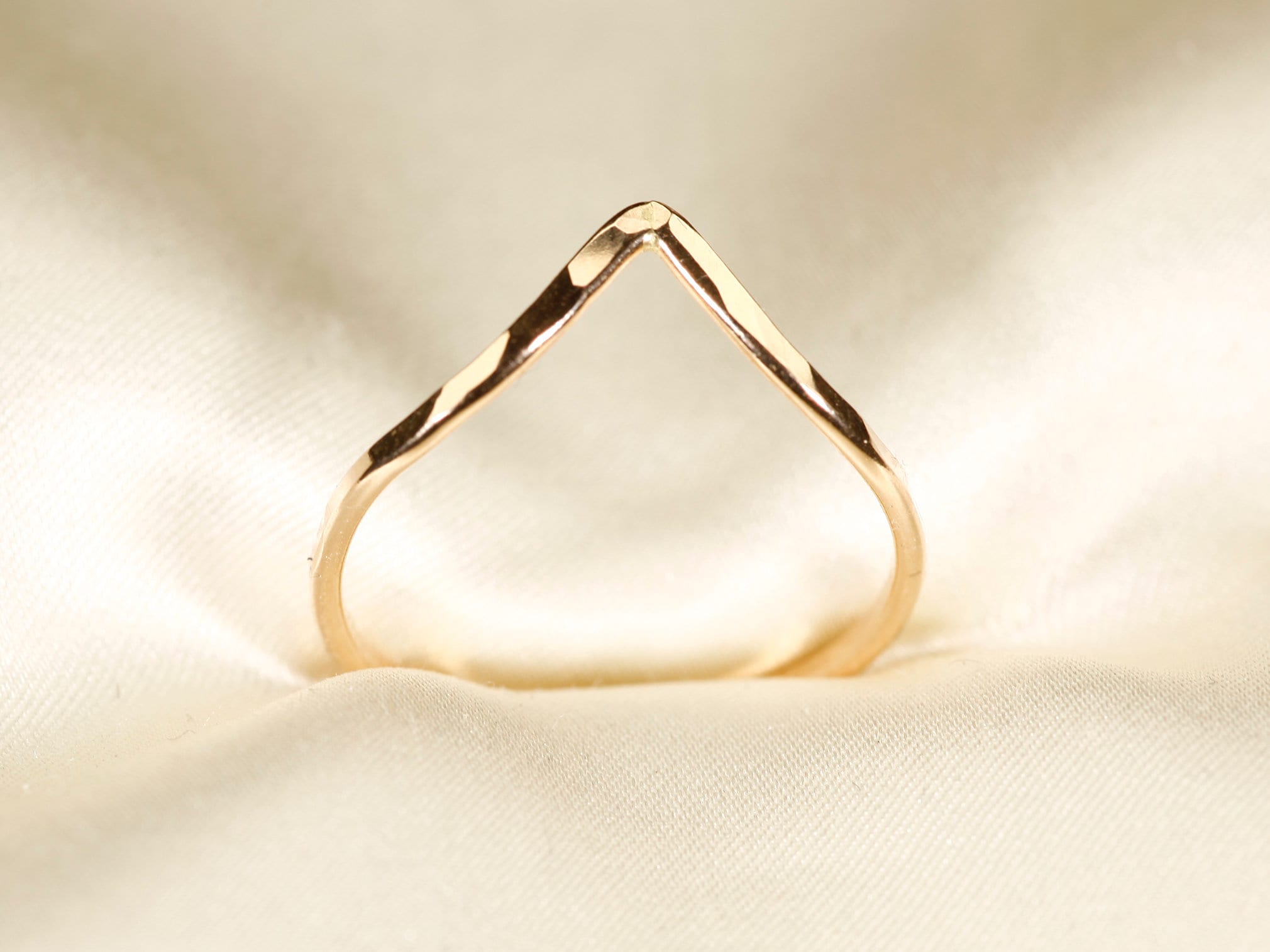 Chevron with Swarovski Seam Ring in Solid 14k Gold by Junipurr – Pierced