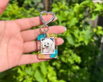 Personalized Photo Gold Keychain -Customize w/Your Photo,  Resin Picture Keychain, Personalized, Anniversary Gift, photo keychains, Pets