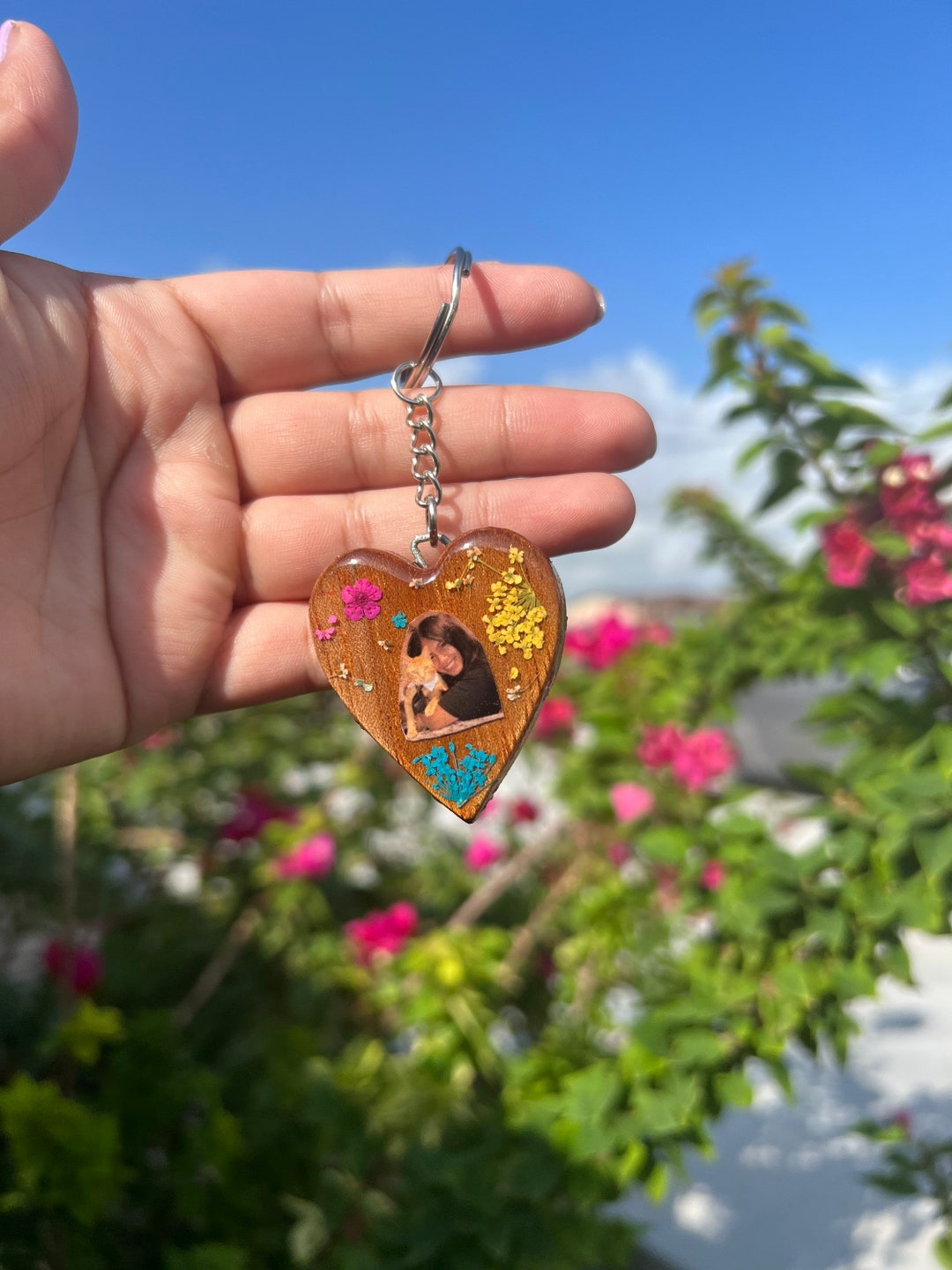 Red Cedar Wood Heart Keychain, Photo Keychain, Love Keychain, Real ...