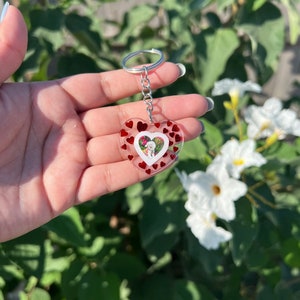 Personalized Photo Heart Keychain -Customize w/Your Photo,  Resin Photo Keychain, Personalized, Anniversary Gift, photo keychains, Pets
