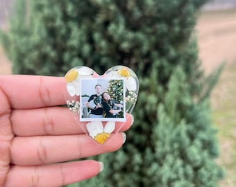 Heart shaped Personalized Photo Car vent clip,  Car Accessories, Picture Clip, Custom Car Photo Decor, Pet memorial, Birthday - Wedding Gift