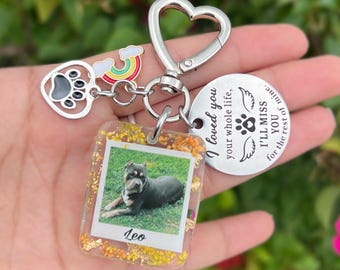 Personalized Pet Photo Heart Keychain– Memorial Keepsake – “I Loved You Your Whole Life ” Gift for Pet Loss, Dog mom gift, Birthday Gift