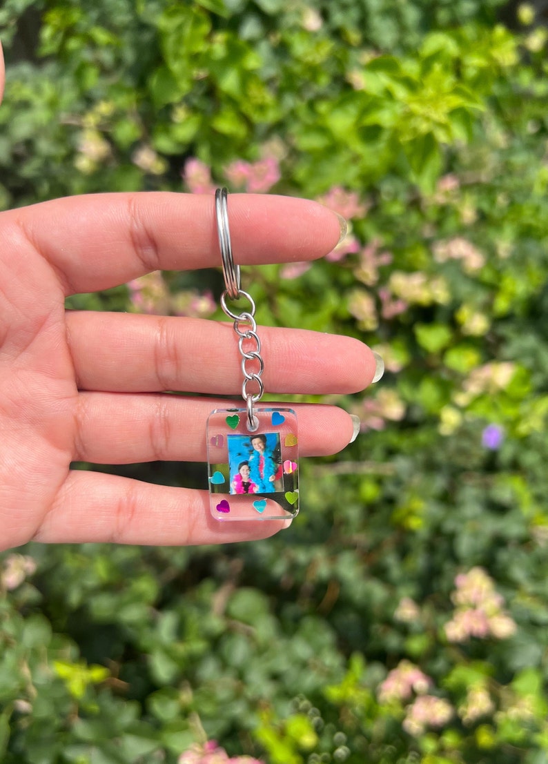 Decorated Keychains Personalized Photo Mini Keychain -customize W/your Photo, Resin Photo ...