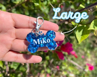 Custom Dog tag, Pet ID, Personalized dog tag, glitter dog tag, male dog tag, resin, customizable dog tag, epoxy