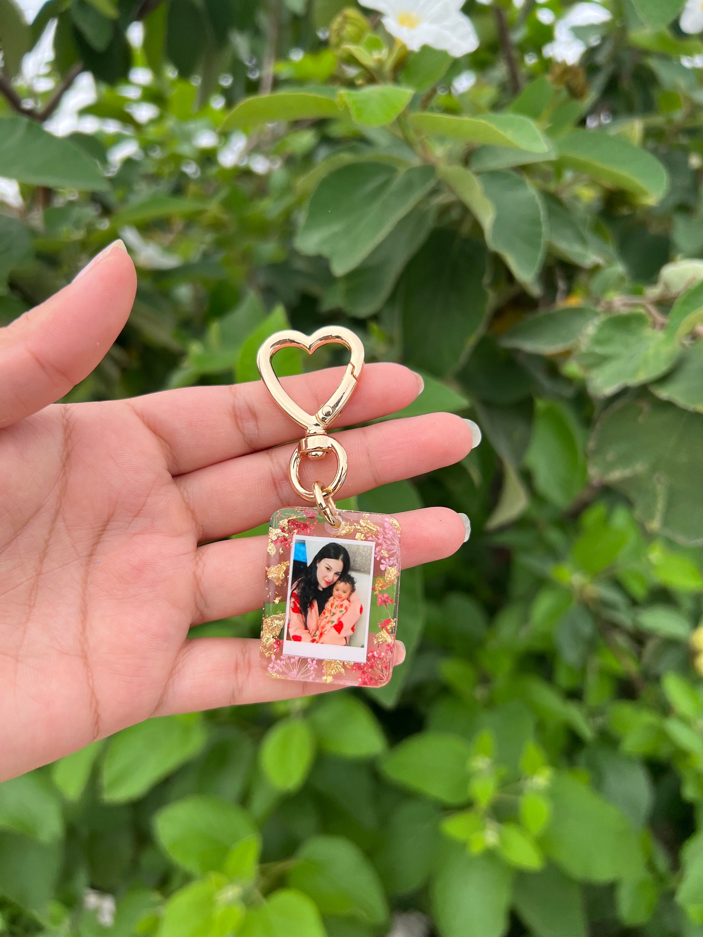Personalized Photo Gold Keychain, Customize W/Your Photo,  Resin Photo Keychain, Personalized, Anniversary Gift, Photo Keychains, Pets