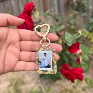 Personalized Photo Gold Keychain -Customize w/Your Photo,  Resin Photo Keychain, Personalized, Anniversary Gift, photo keychains, Pets