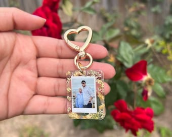 Personalized Photo Gold Keychain -Customize w/Your Photo,  Resin Photo Keychain, Personalized, Anniversary Gift, photo keychains, Pets