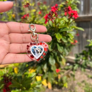 Gold Personalized Photo Heart Keychain -Customize w/Your Photo,  Resin Photo Keychain, Personalized, Anniversary Gift, photo keychains, Pets