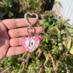 Personalized Photo Heart Gold Keychain -Customize w/Your Photo,  Resin Keychain, Personalized, Anniversary Gift, Pets, perfect gift for her
