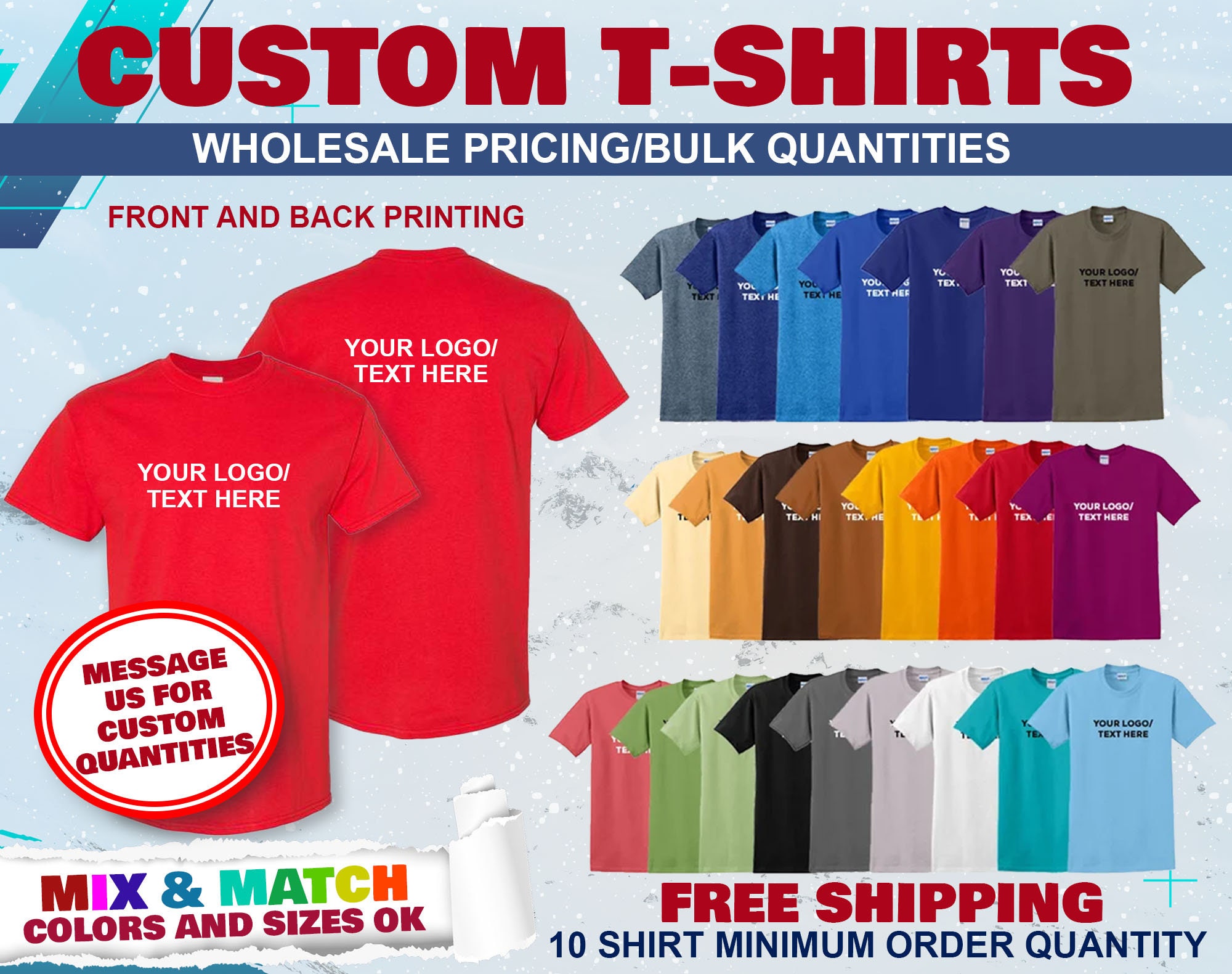 Bulk Prices, Customize Your Own Shirt With Text, WHOLESALE T-shirts,  Personalized T-shirt, Custom Text, Custom Text, T-shirt Design Bundle 