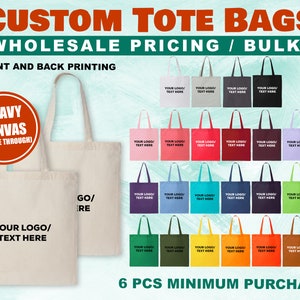 Custom Canvas Tote Bags, Tote Bag, Economic Wholesale Totes, Gift Totes, Personalized Totes, Wedding Gift Bags - Front & back printing!