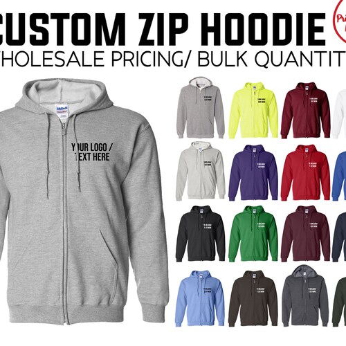 Custom Printed BULK DISCOUNT Zip Hoodies Personalized Etsy
