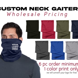 Personalized Gaiter, Custom Printed Logo Gaiter 1-2color logo print | WHOLESALE PRICING | Schools, Companies, Events, Parties - 6 pc MINIMUM