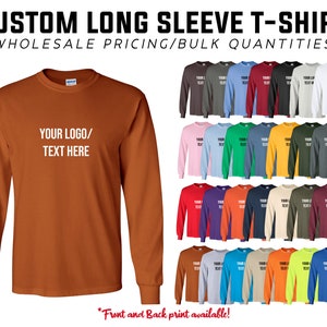 Screen printed WHOLESALE Long Sleeve T-shirts | Reunions | School | Events | Fitness | Uniforms - 10 pc minimum order