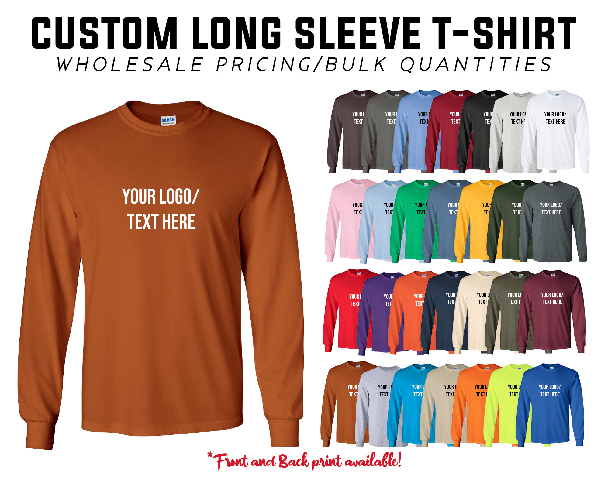 Custom Long Sleeve T Shirt - Make Own Long Sleeve T