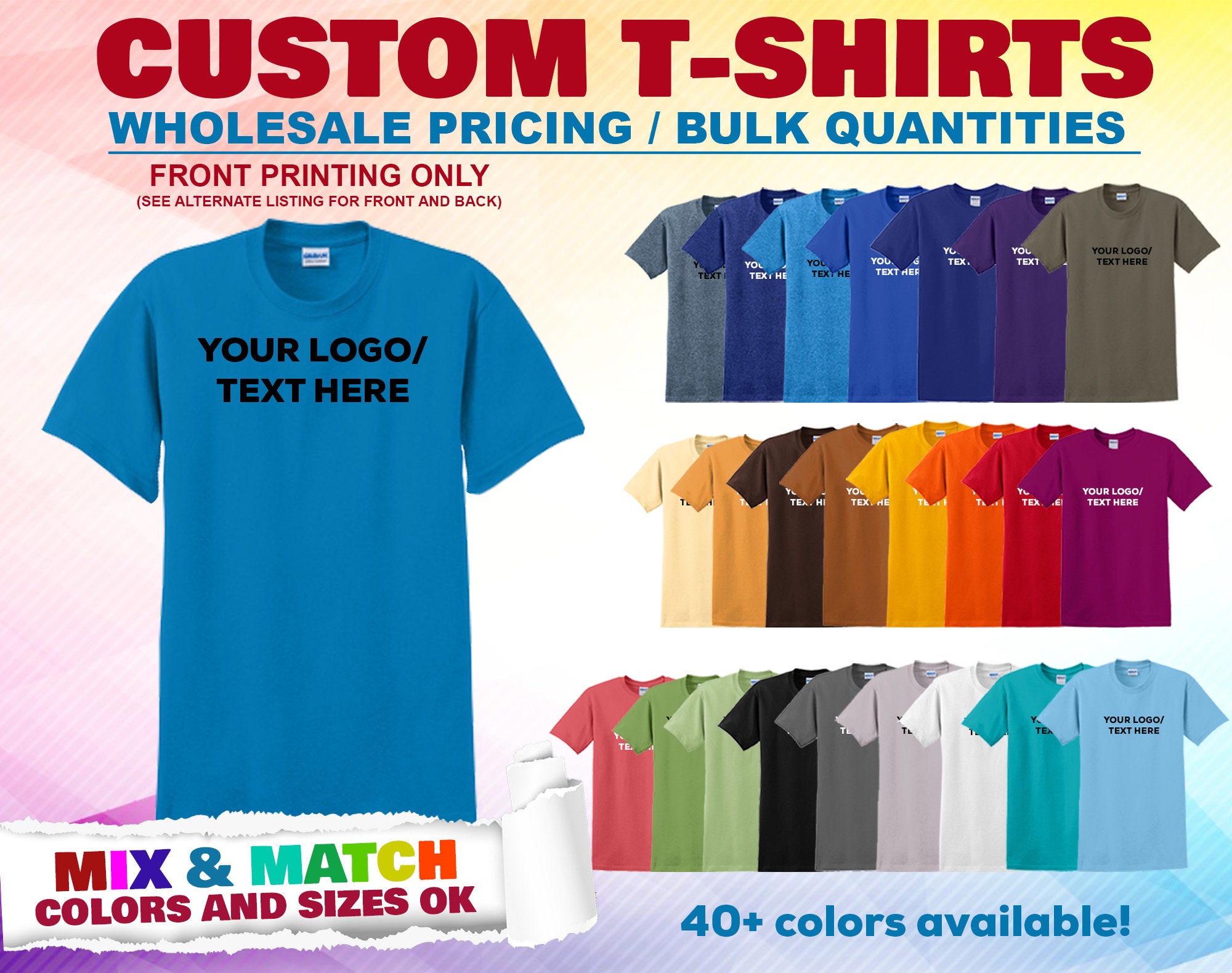 Screen Printed WHOLESALE T-shirts Custom T-shirts - Etsy