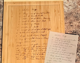 Handwritten recipe cutting board | Personalized cutting board | Engraved | Housewarming Gift | Wedding Gift | Handwritten Recipe Gifts
