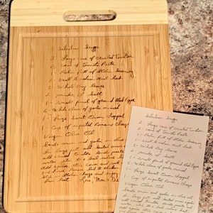Handwritten recipe cutting board | Personalized cutting board | Engraved | Housewarming Gift | Wedding Gift | Handwritten Recipe Gifts