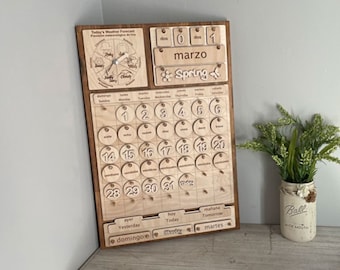 16" x 24" Bilingual Spanish-English | Perpetual Calendar | Home Calendar | Montessori Calendar | Homeschool | Handmade | Learning Tool