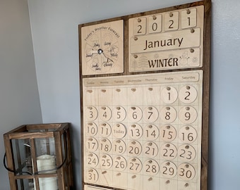 16" x 24" Natural Wooden Calendar | Perpetual Calendar | Home Calendar | Montessori Calendar | Homeschool | Handmade | Learning Tool