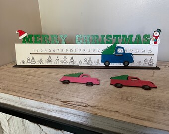 Christmas Truck Countdown | Advent Calendar with Moving Truck | Wooden Advent Calendar | Christmas Car Calendar