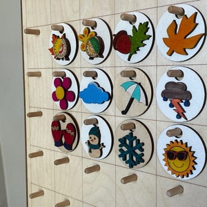 1.25 "Weer Munten | 11" x 16" kalender | Seasons Coin Eeuwigdurende Kalender | Chart Munten | Foto | Houten 3D Coin | Regen, Wolk, Zon, Sneeuw