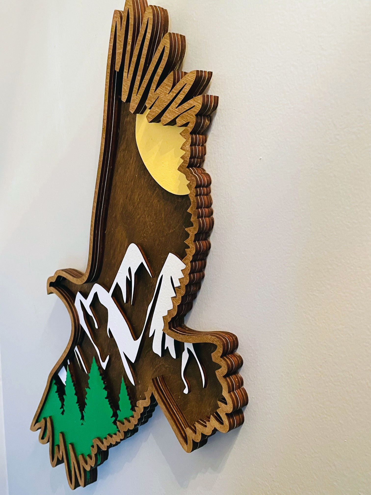 Wooden Layered Bald Eagle Wall Art Cabin Lake House Decor Etsy