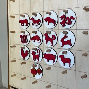 1.25 "Chinese Holiday Coins voor 11" x 16" Kalender | Seizoensmunt voor eeuwigdurende kalender | Chart Munten | Foto Coin | Houten 3D-munten