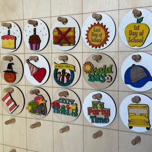 2&quot; School Coins | 16&quot; x 24&quot;  Calendar | Season Coin Perpetual Calendar | Chart Coins | Picture | Wood 3D Coin | Celebration | Back to School