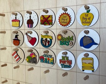 2" School Coins | 16" x 24"  Calendar | Season Coin Perpetual Calendar | Chart Coins | Picture | Wood 3D Coin | Celebration | Back to School
