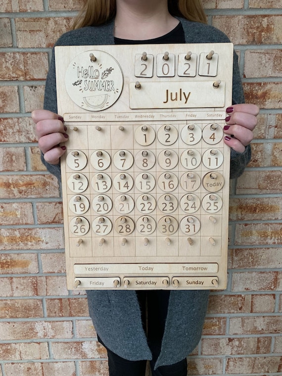 Wooden Calendar Perpetual Calendar Natural Home Calendar Montessori Calendar  Homeschool Handmade Learning Tool 