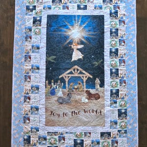 Handmade Joy to the World Quilt, nativity, Silent Night (45x66 inches)