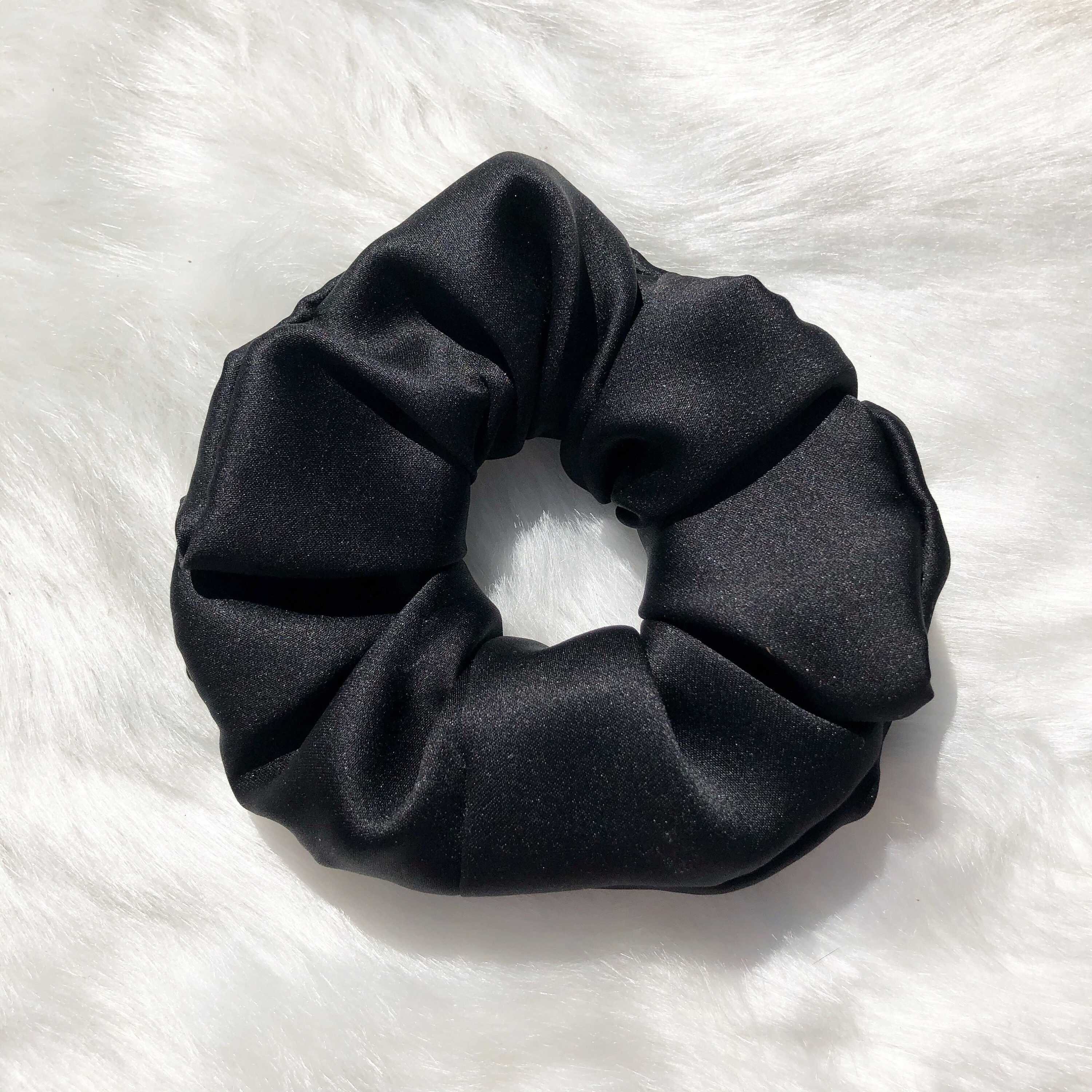 Black Satin Fabric Hair Scrunchie Satin Scrunchies Etsy