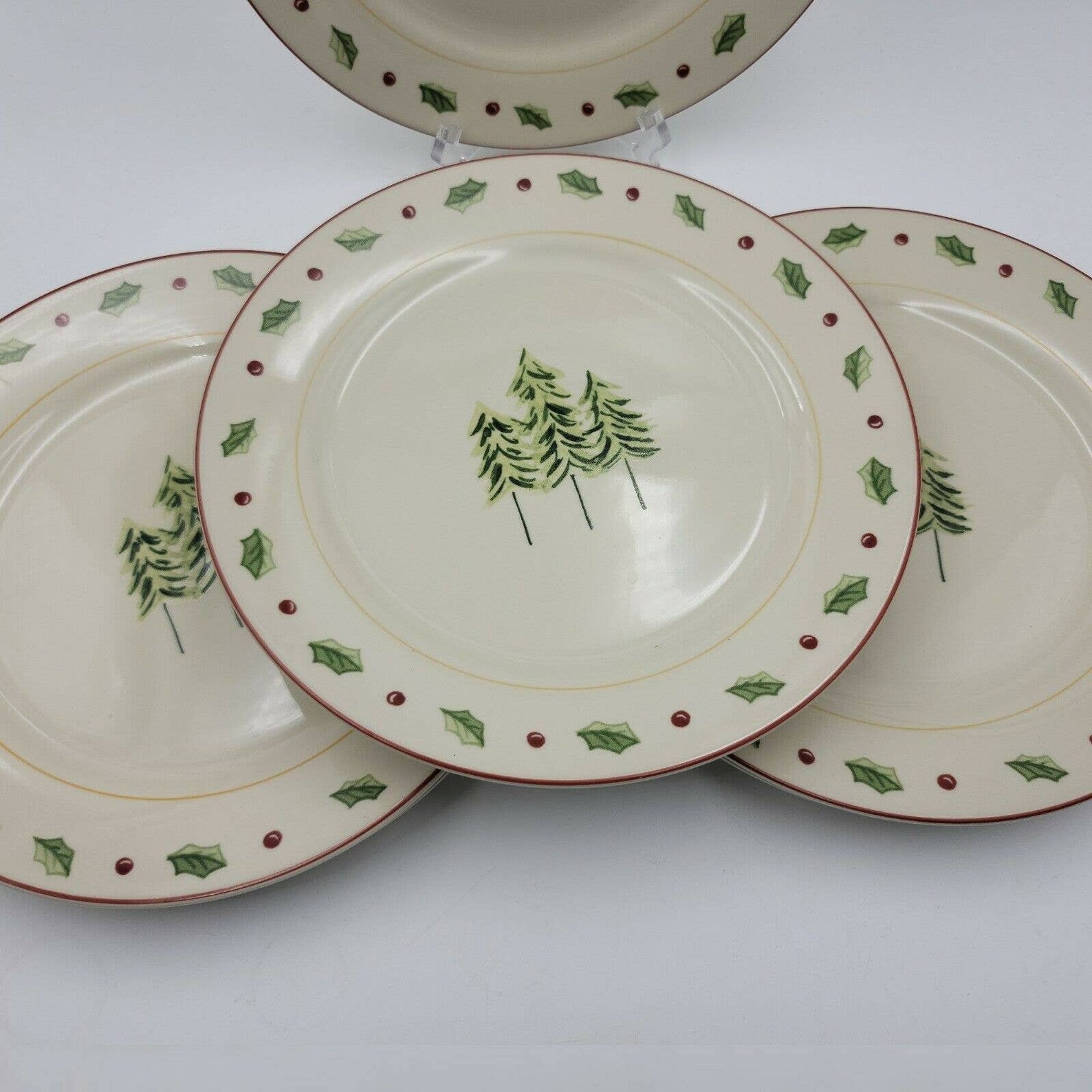 Merry Brite Holiday Home Dinner Plates Christmas Trees Holly Etsy