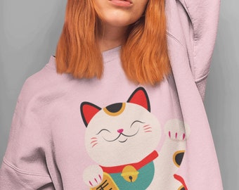 Lucky Cat Kawaii Shirt Harajuku Shirt Egirl Shirt Lucky Cats Oversized Sweatshirt Trendy Japanese Shirt Fun Shirt Gift Naughty T Shirt