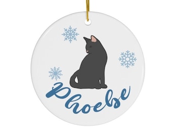 Black Cat Ornament Custom Cat Ornament Personalized Cat Black Cat Mom Ornament Black Cat Dad Ornament