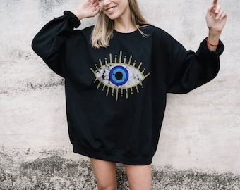 Evil Eye Shirt Mystical Shirt Occult Shirt Folklore Shirt Witchy Shirt Oversized Shirt Aesthetic Shirt Indie Sweatshirt All Seeing Eye