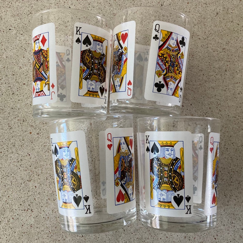 Vintage Arcoroc Playing Card Glasses set of 4 Etsy