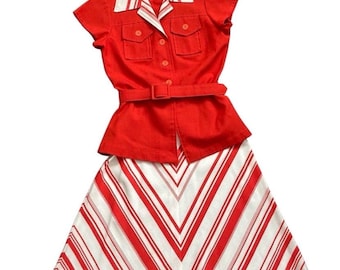 Completo vintage anni '70 composto da gonna e pantaloni.