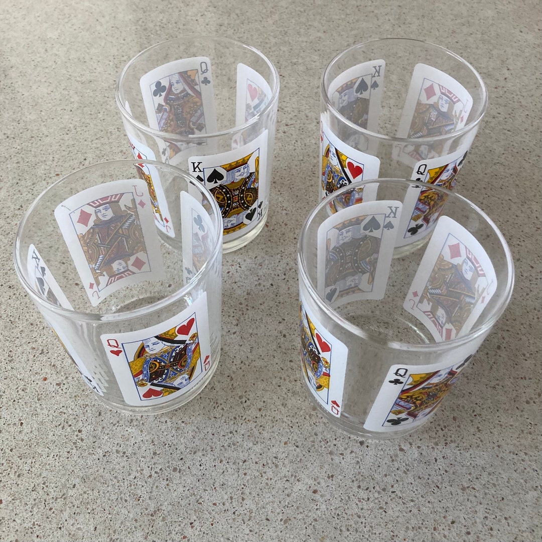 Vintage Arcoroc Playing Card Glasses set of 4 Etsy