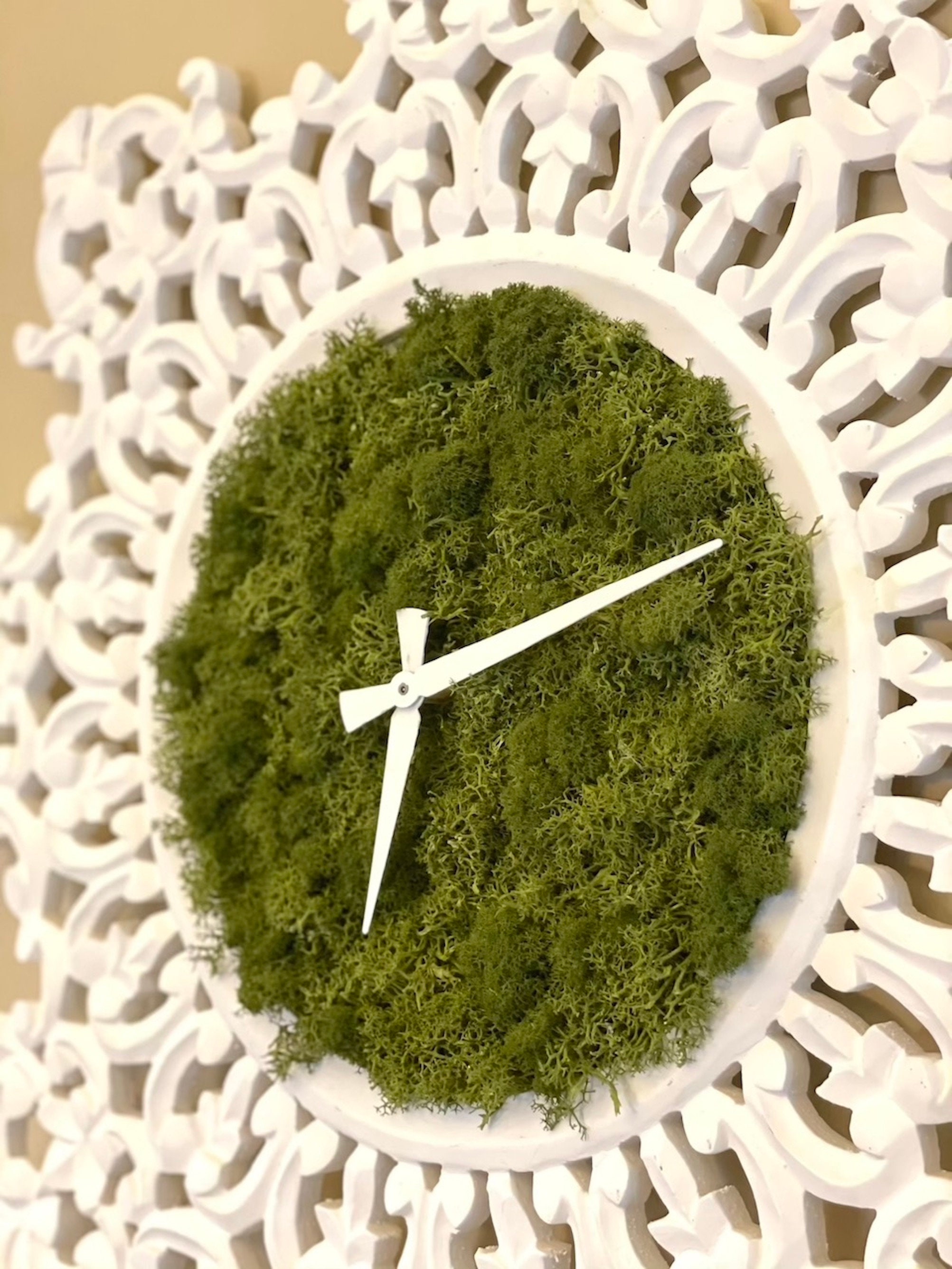 Moss Wall Clock Art Preserved Moss Clock Living Clock Etsy