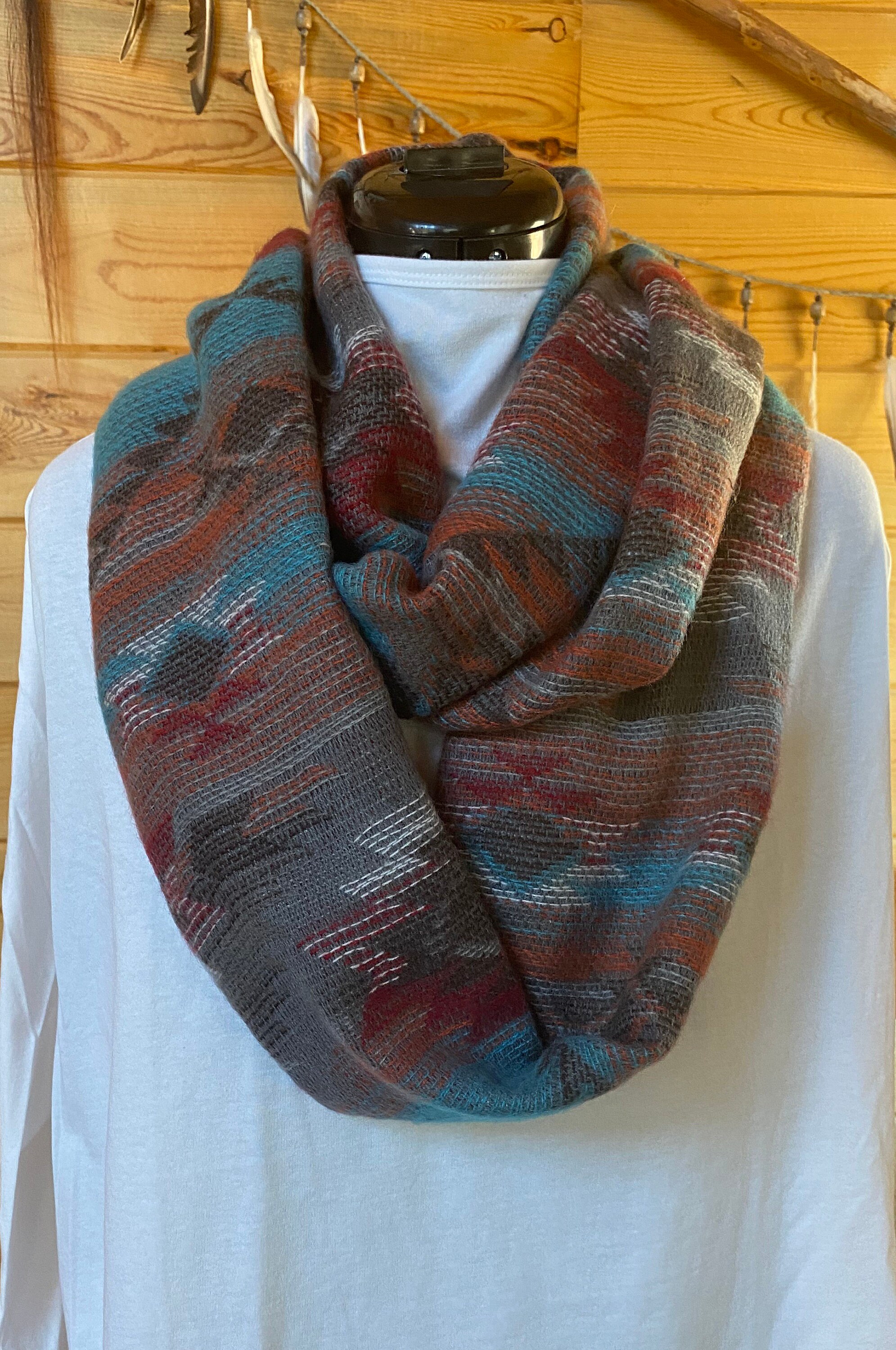 French Silk Scarf Native American Indians Traditional Costumes